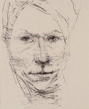 Ritratto di S., inchiostro su carta grigia, 21x14cm, 2012